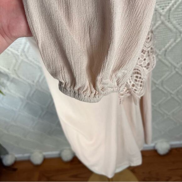 JODIFL | Cream Long Bishop Style Sleeve Lace Detail Flare Out Boho Top - Picture 7 of 11